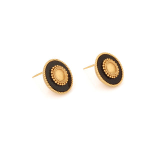 GOLD TONED AND BLACK CONCENTRIC CIRCLE STUD EARRINGS
