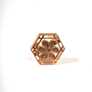 GOLD PLATED HEXAGON PETUNIA FLOWER RING