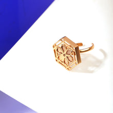 Load image into Gallery viewer, GOLD PLATED HEXAGON PETUNIA FLOWER RING
