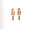 GOLD PLATED STRIPED CIRCLE AND PEACH XTL DROPS EARRING