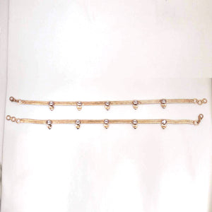 GOLD PLATED FLAT THIN CHAIN WITH KALI AND XTLS ANKLET (PAIR)