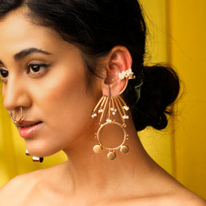 Pearl bunch statement gold earring WORN BY SHWETA MOHAN