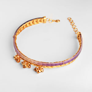 Limited Edition Rope and Coloured Acrylic choker with Ghungroo (Purple )