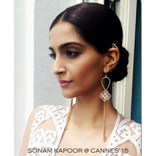 Load image into Gallery viewer, GOLD PLATED WIRE PEARLS AND TASSEL EARRING WORN BY SONAM KAPOOR
